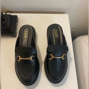Black backless loafers size 7 wide